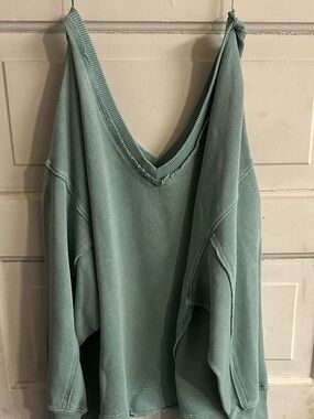 American Eagle Outfitters V-Neck Oversized Sweater in Sage